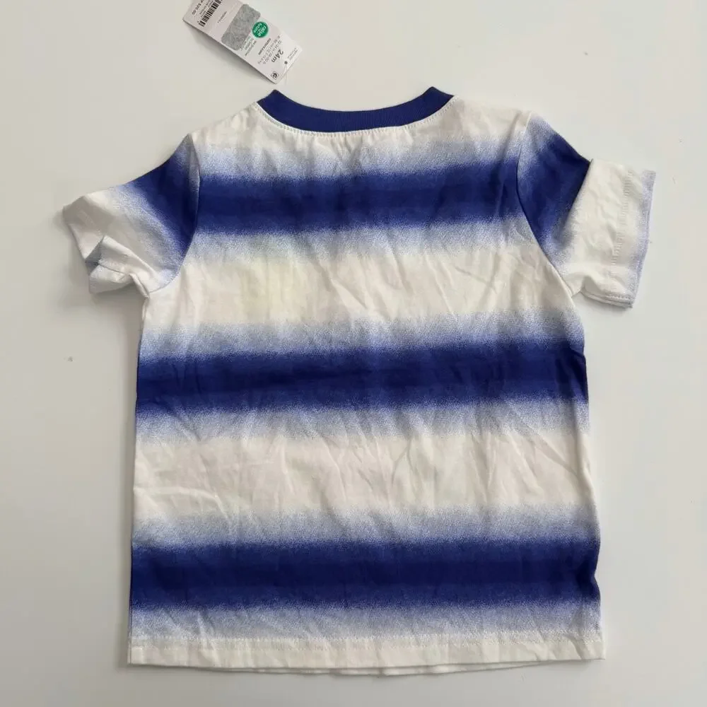 Carter’s stripe henley tee t-shirt short sleeve blue white summer vibes